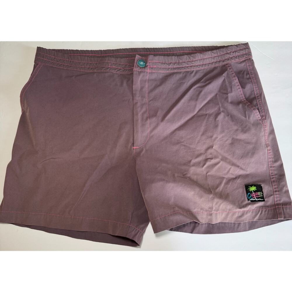 Chubbies Men's XL Swim Trunks Mauve Purple Pink Stitch Drawstring Board Shorts